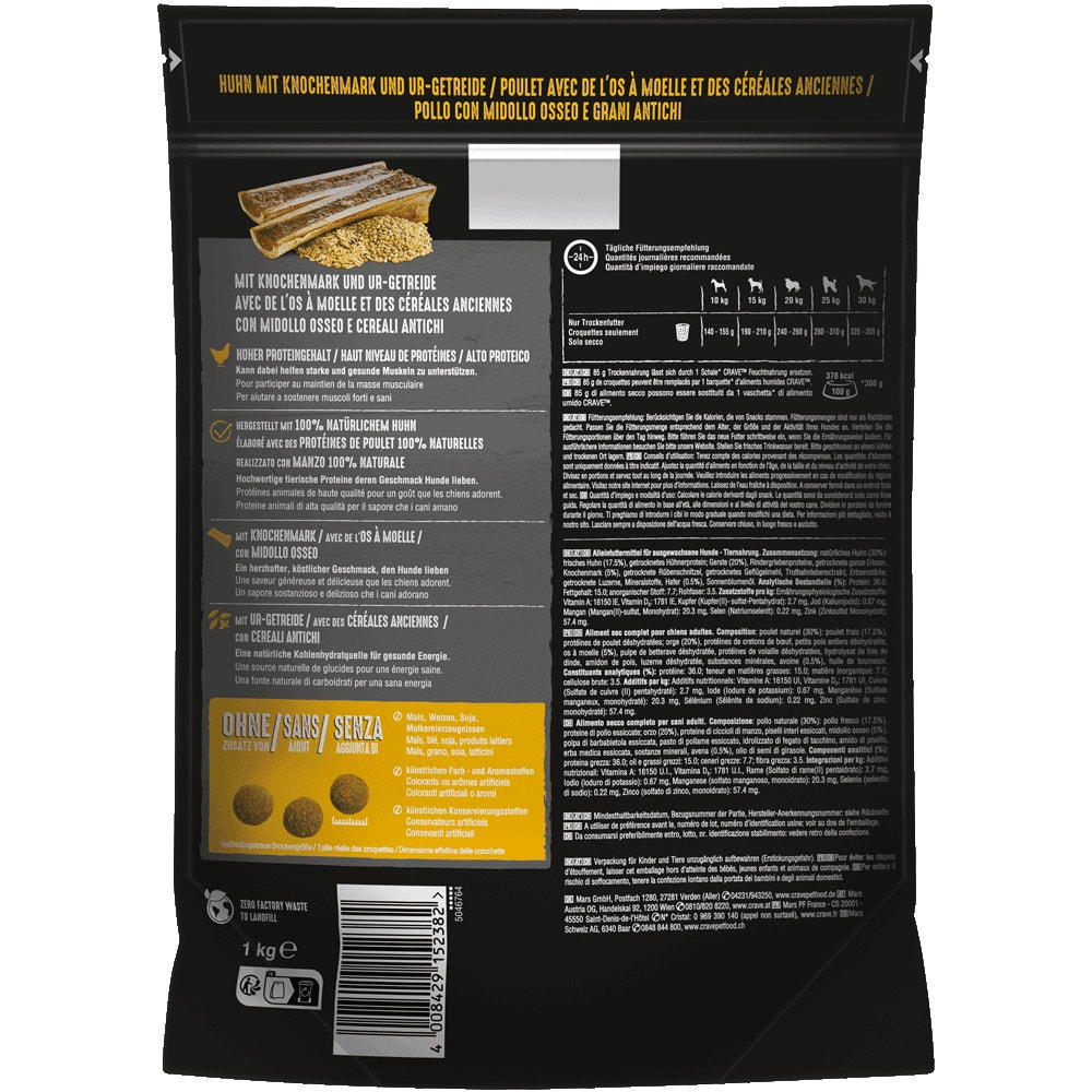 CRAVE™ Huhn, Knochenmark & Ur-Getreide, 1kg, 2,8kg & 7kg - 2